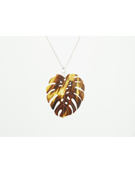 Pendentif Ecaille feuille Monstera