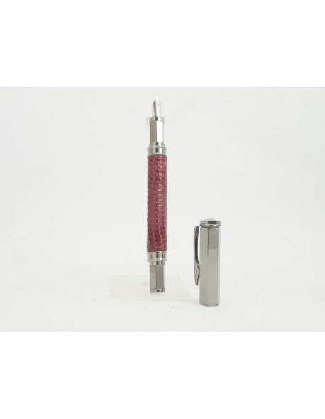 Stylo plume en cuir de lezard veritable
