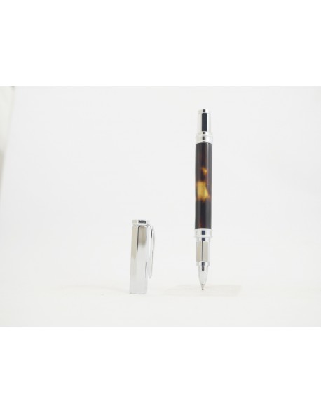 Stylo Roller Ecaille et chrome